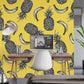 sketched Banana & Pineapple fruit Wallpaper Mural for office design