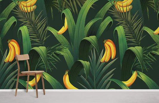 Home Decoration Featuring a Banana Pattern Wallpaper Mural