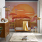 Baobab in Sunset Clouds and Purple Grass Wallpaper Mural Featured in Nursery Rome Decorations