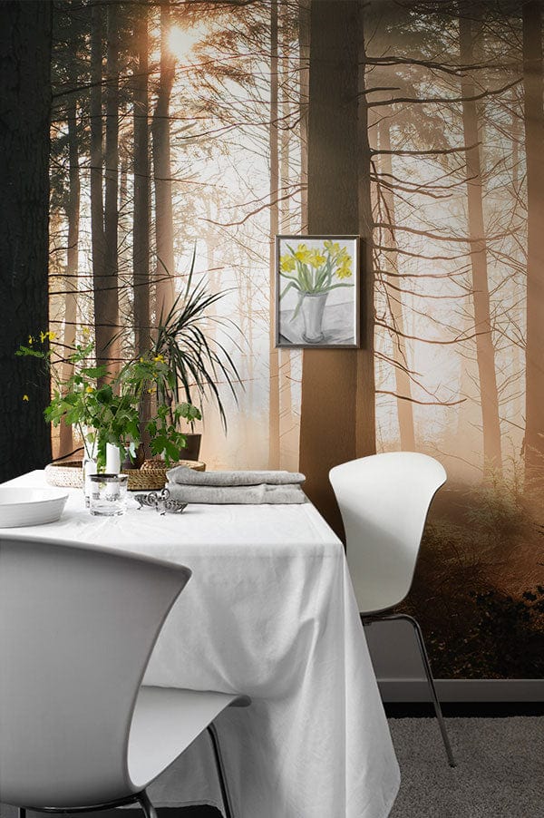 Wallpaper Mural of Tree Trunk Landscape for the Kitchen or Dining Room.