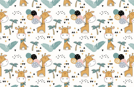 Bashful Giraffe Cartoon Animal Wallpaper Mural Art Design