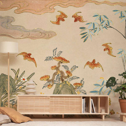 Bats & Rocks Painting Art Wallpaper Decoration Idea