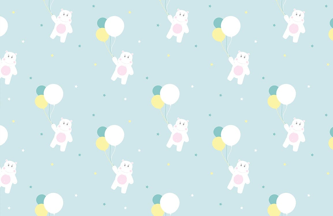 Verspielter Teddy Ballon Kinder Wandmural