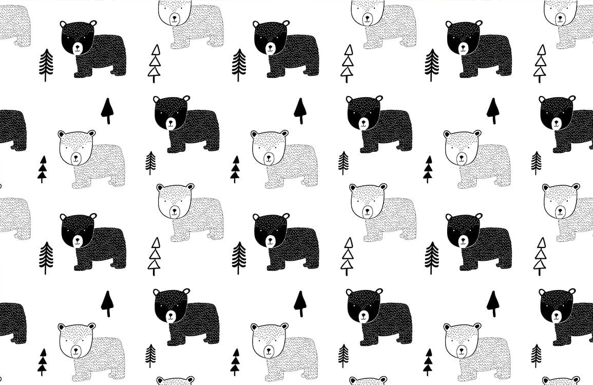 Bear & Forest Animal Wallpaper Custom Art Design