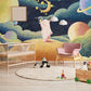 Whimsical Cosmic Planets Kids Mural Wallpaper in nursery