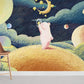 Whimsical Cosmic Planets Kids Mural Wallpaper in playroom