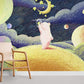 Whimsical Space Bear Kids Mural Wallpaper