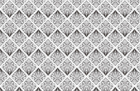 Elegant Damask Black White Mural Wallpaper