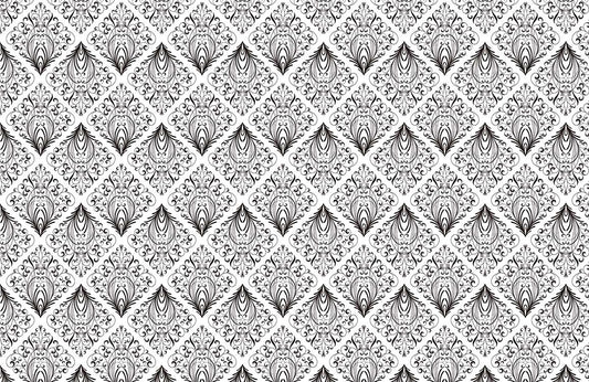 Elegant Damask Black White Mural Wallpaper