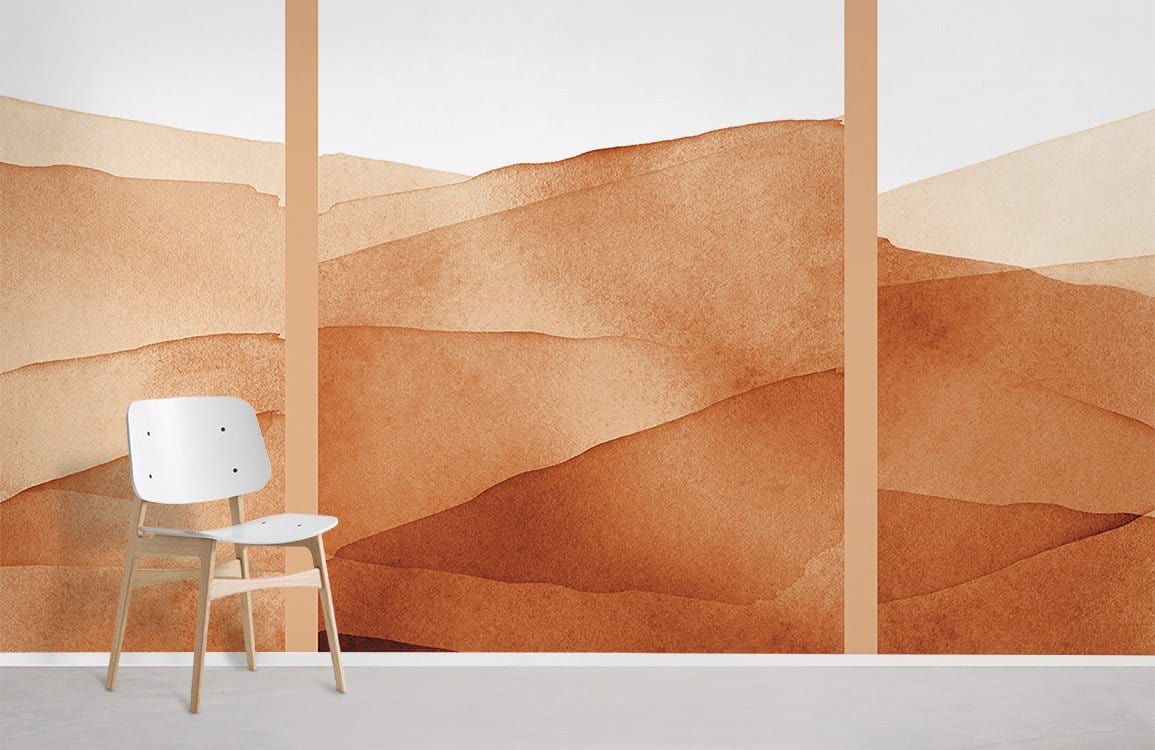 Home Decoration Watercolor Wallpaper Mural of a Wild Desert Scene for Use in