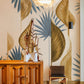 3d visual effect metal leaves wallpaper mural home decor