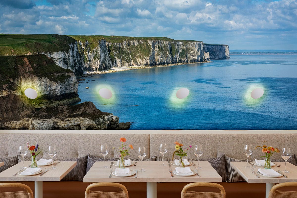 Wallpaper Mural of Bempton Cliffs Landscape for the Dining Room.