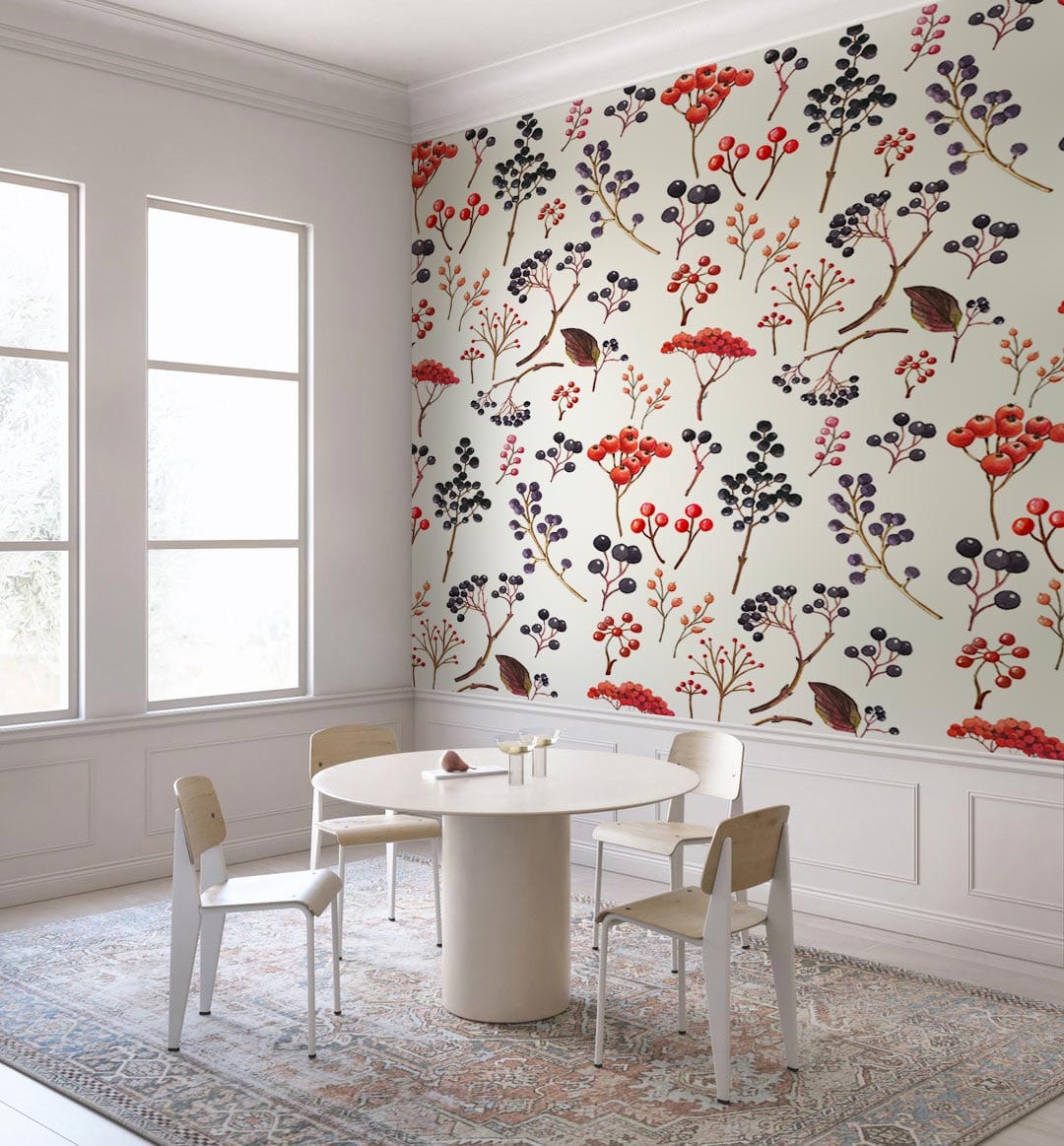 custom berry collection wallpaper mural for dining room