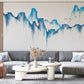 blue watercolor valley wallpaper mural living room decor