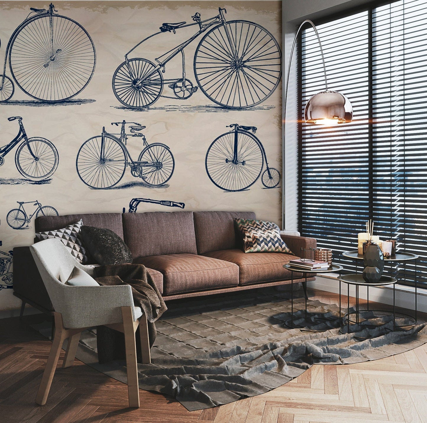 Bicycle Revolution Industrial Wallpaper Mural for Use as a Decoration in the Living Room
