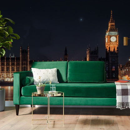Wallpaper mural featuring a nighttime scene of Big Ben for use in decorating the living room
