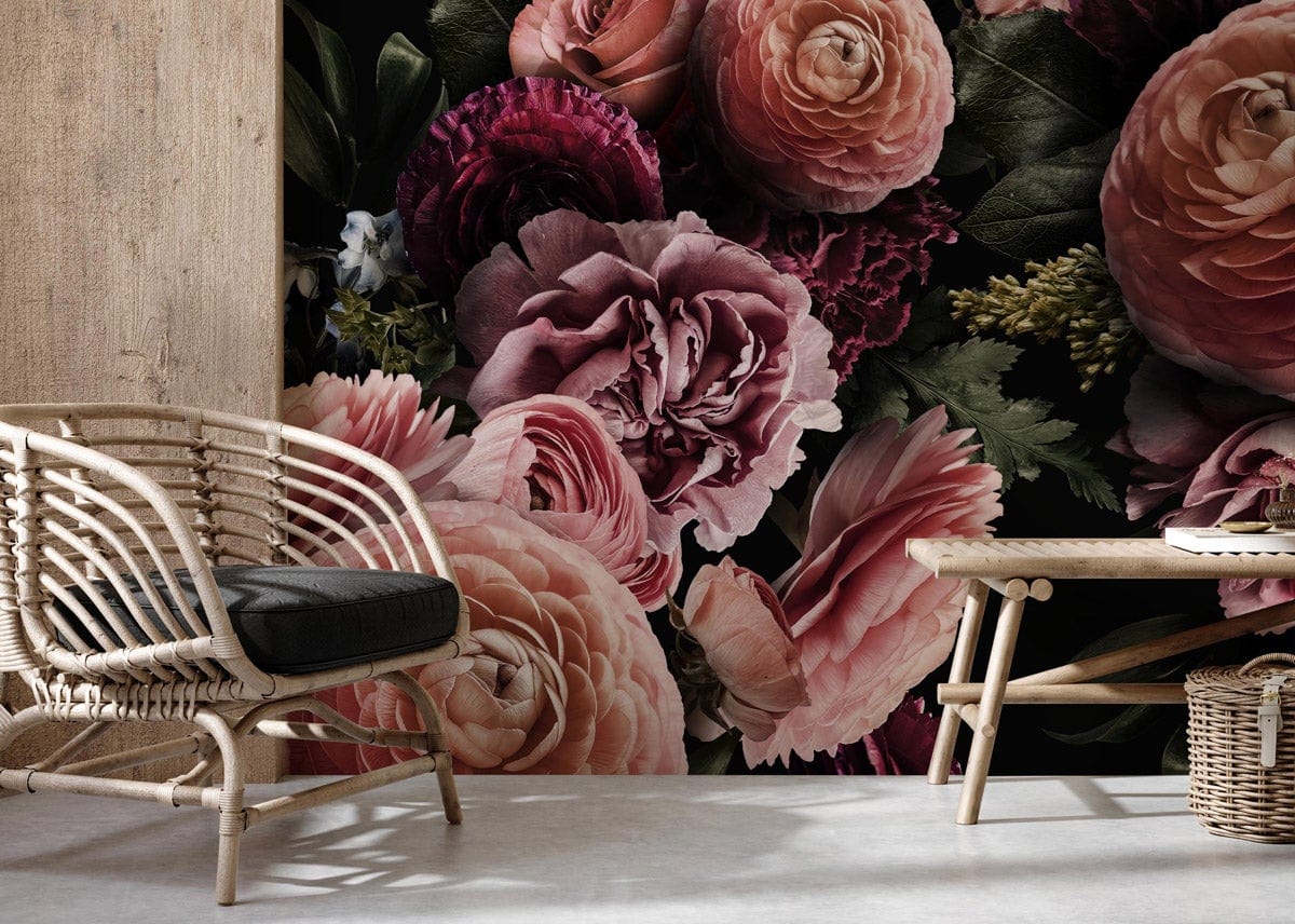 Floral Wallpaper Mural for the Living Room with Big Flowers