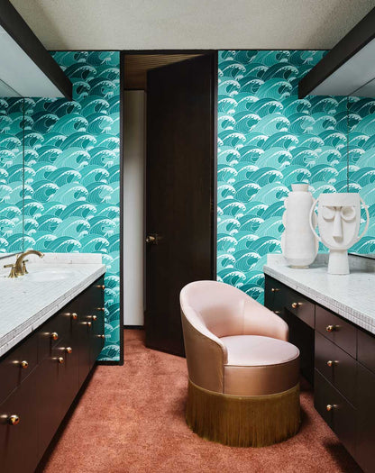 Billow Pattern Green Themed Wallpaper Art Design