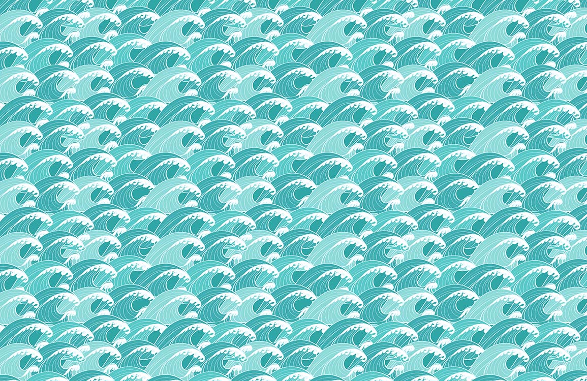 Turquoise Wave Abstract Geometric Mural Wallpaper
