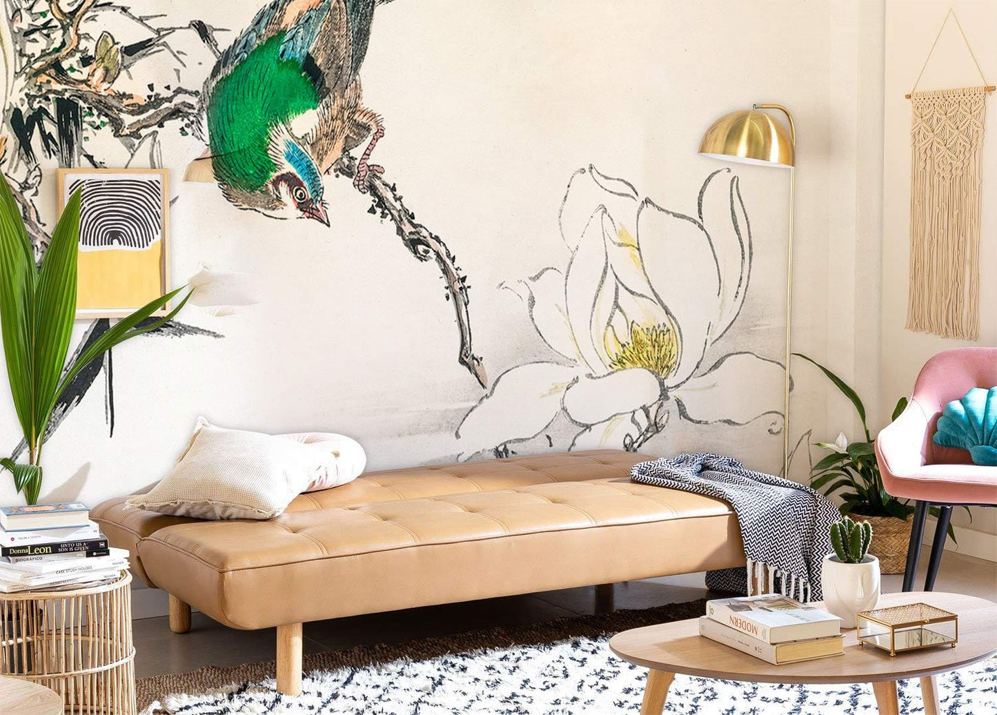 Bird and Magnolia Wallpaper Decoration Design