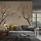 Wallpaper mural with Birds and Trees in Autumn for Use in Decorating the Living Room
