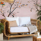 Wallpaper mural for living room decoration including birds and trees in autumn foliage.