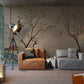 Wallpaper mural for living room decoration including birds and trees in autumn foliage.