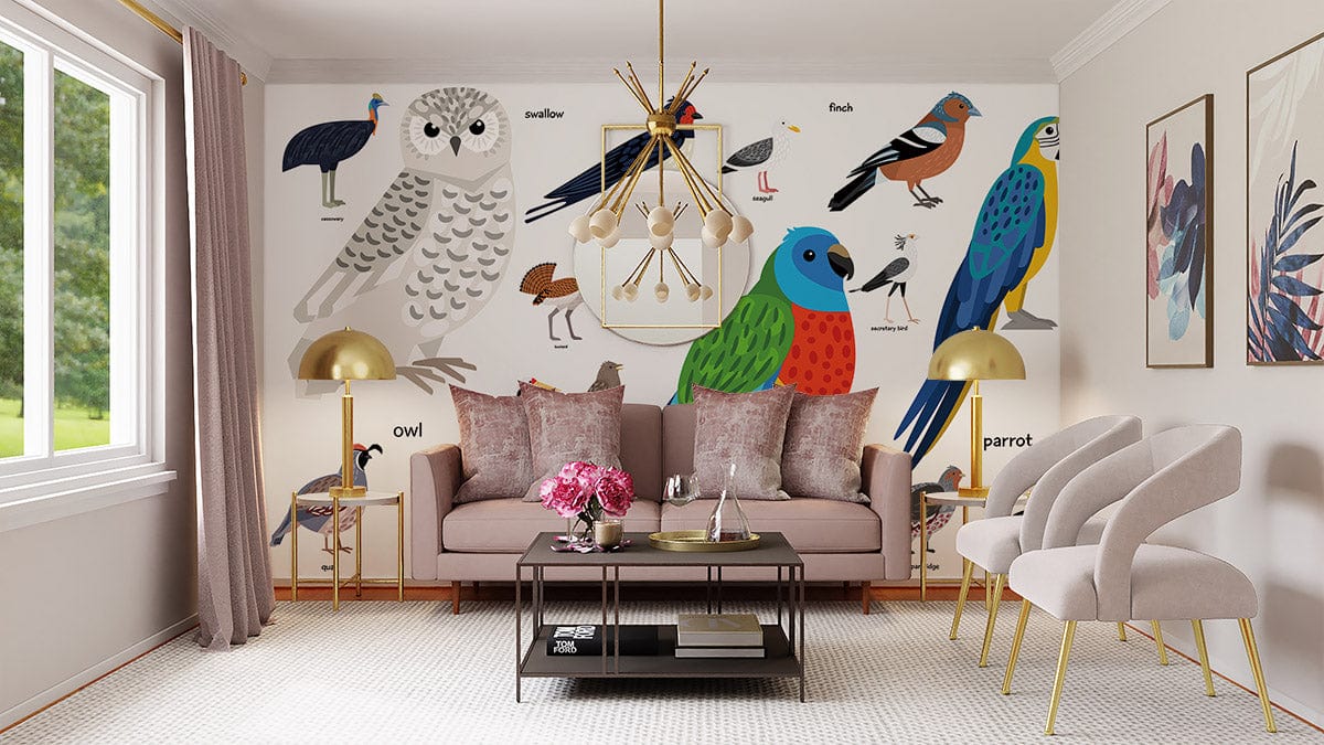 Birds Encyclopedia Animal Wall Mural for living Room