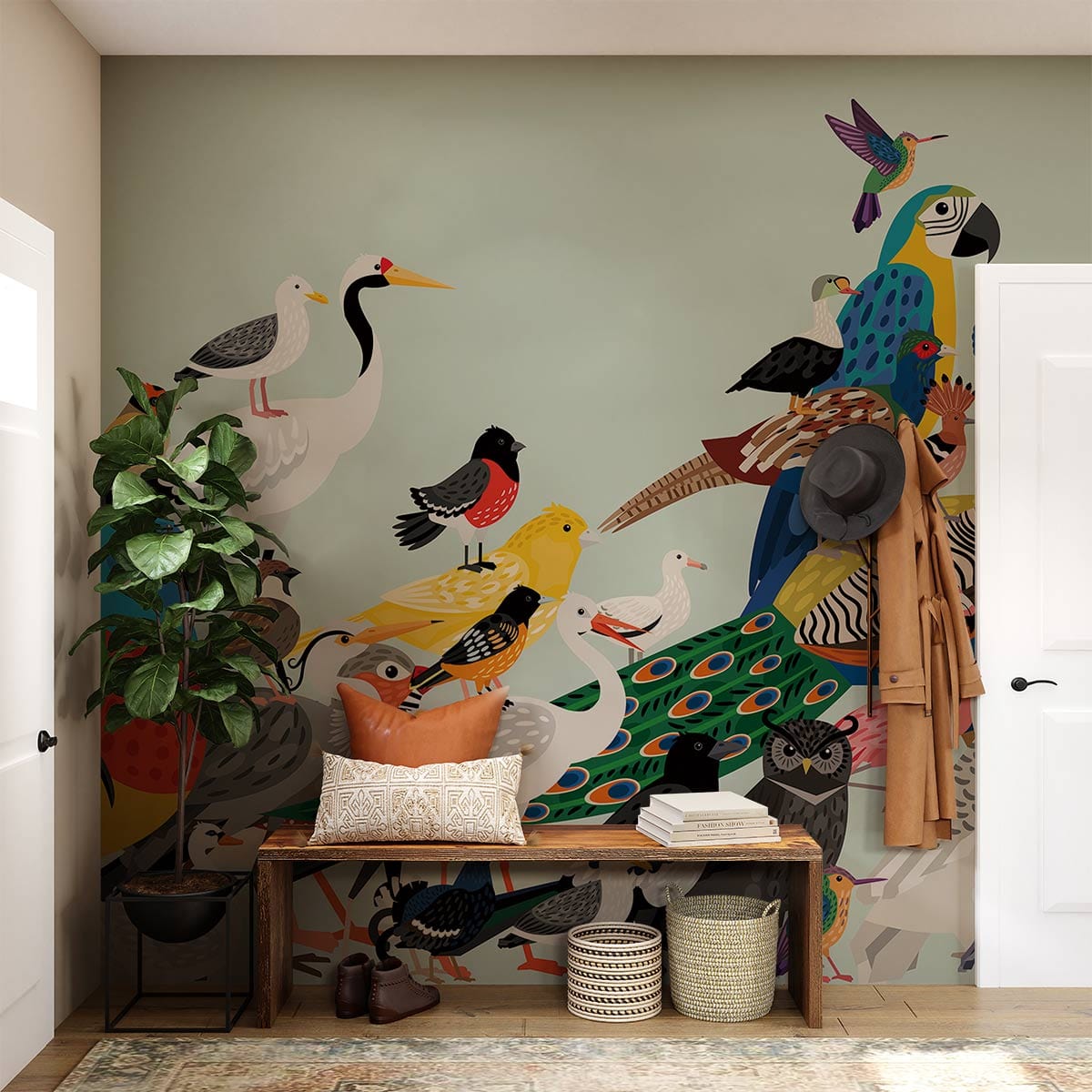 Birds Flock Animal Wallpaper Mural for living room