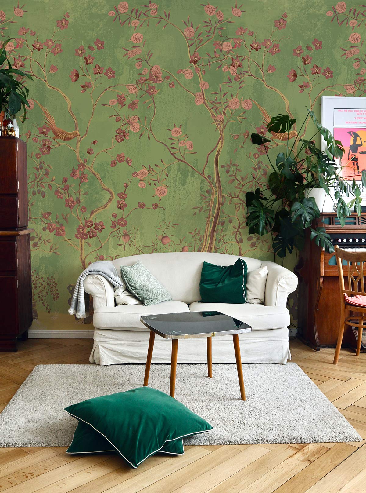 vintage style wallpaper mural for lounge design