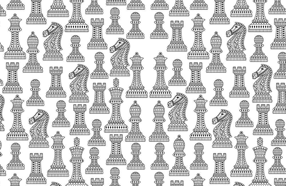 Monochrome Chess Game Mural Wallpaper