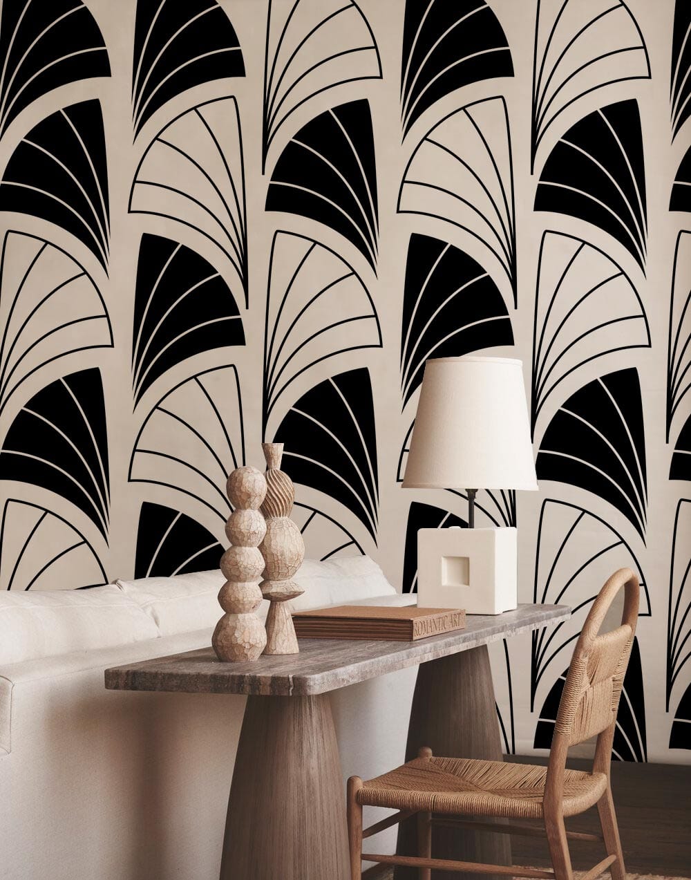 Black & White Art Deco Wall Mural Custom Design