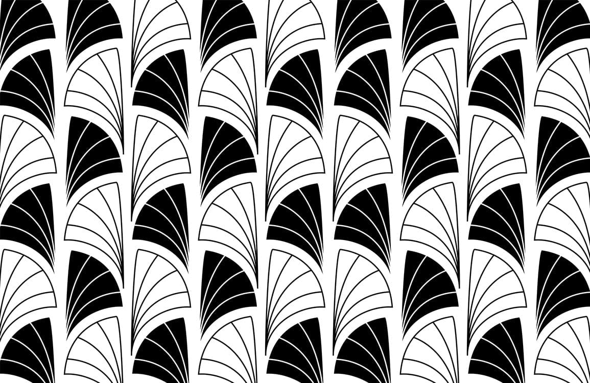 Modern Black Leaf Geometric Mural Wallpaper