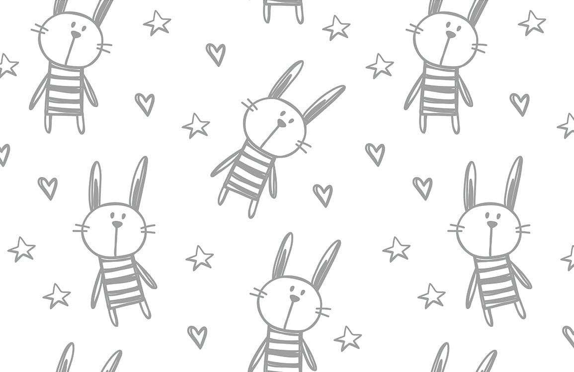 Black & White Bunny Animal Wallpaper Custom Art Design