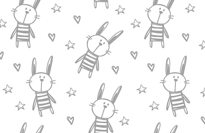 Black & White Bunny Animal Wallpaper Custom Art Design
