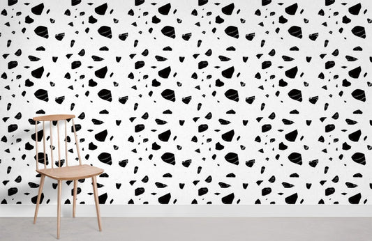 Marble and Black Terrazzo Pieces Wallpaper Mural in the Room
