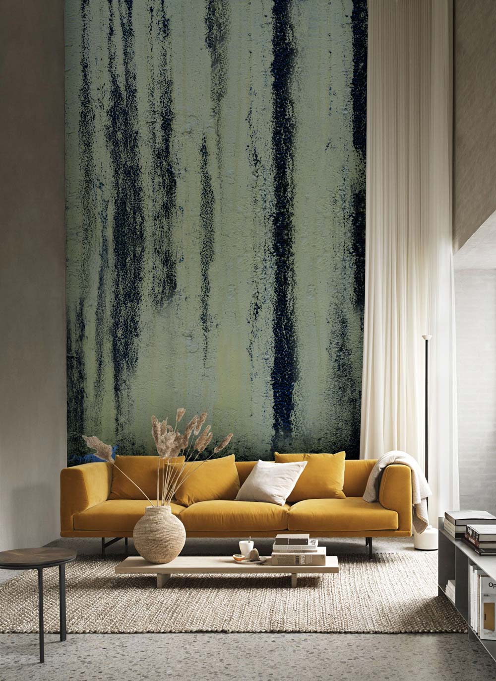 Green Black Trace Wallpaper Mural For Living Room