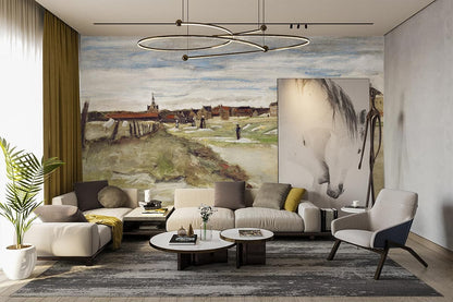 Remote village oil painting Wallpaper Mural for living room