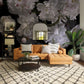 Elegant White Floral Blossom Mural Wallpaper in living room