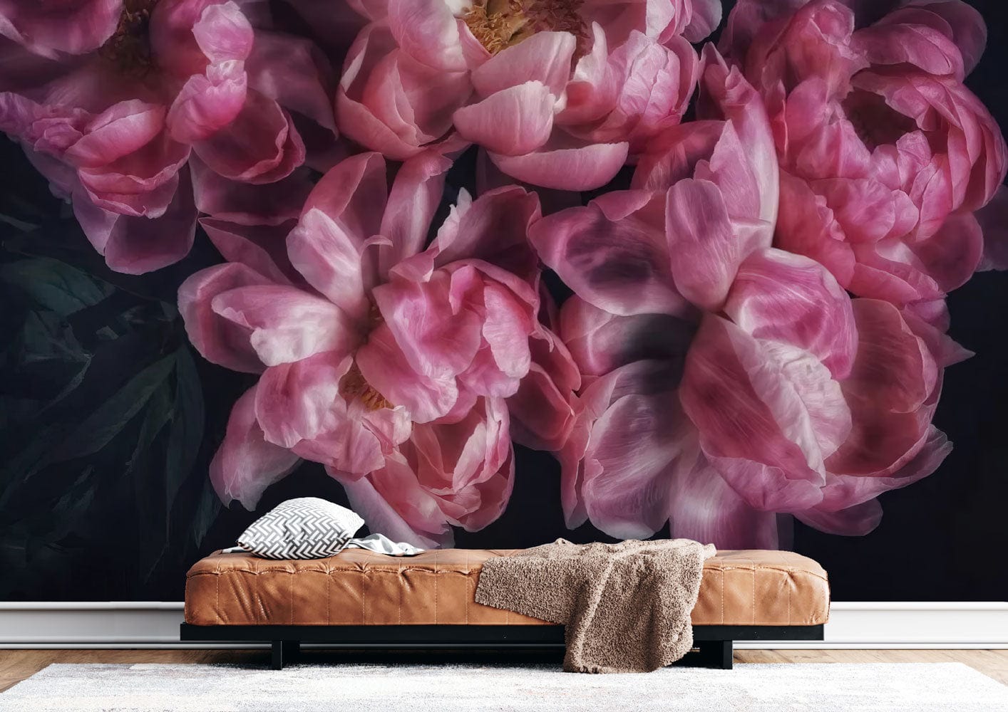 pink petals 3d visual effect mural art decor