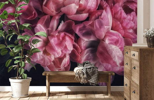 bloomy pink petals wallpaper mural hallway decor