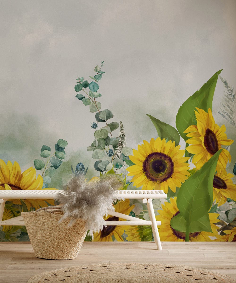 Bloomy Sunflowers Art Mural Hallway