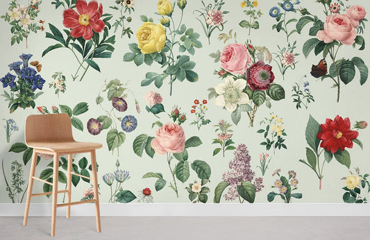 Vintage Botanical Garden Floral Wall Mural