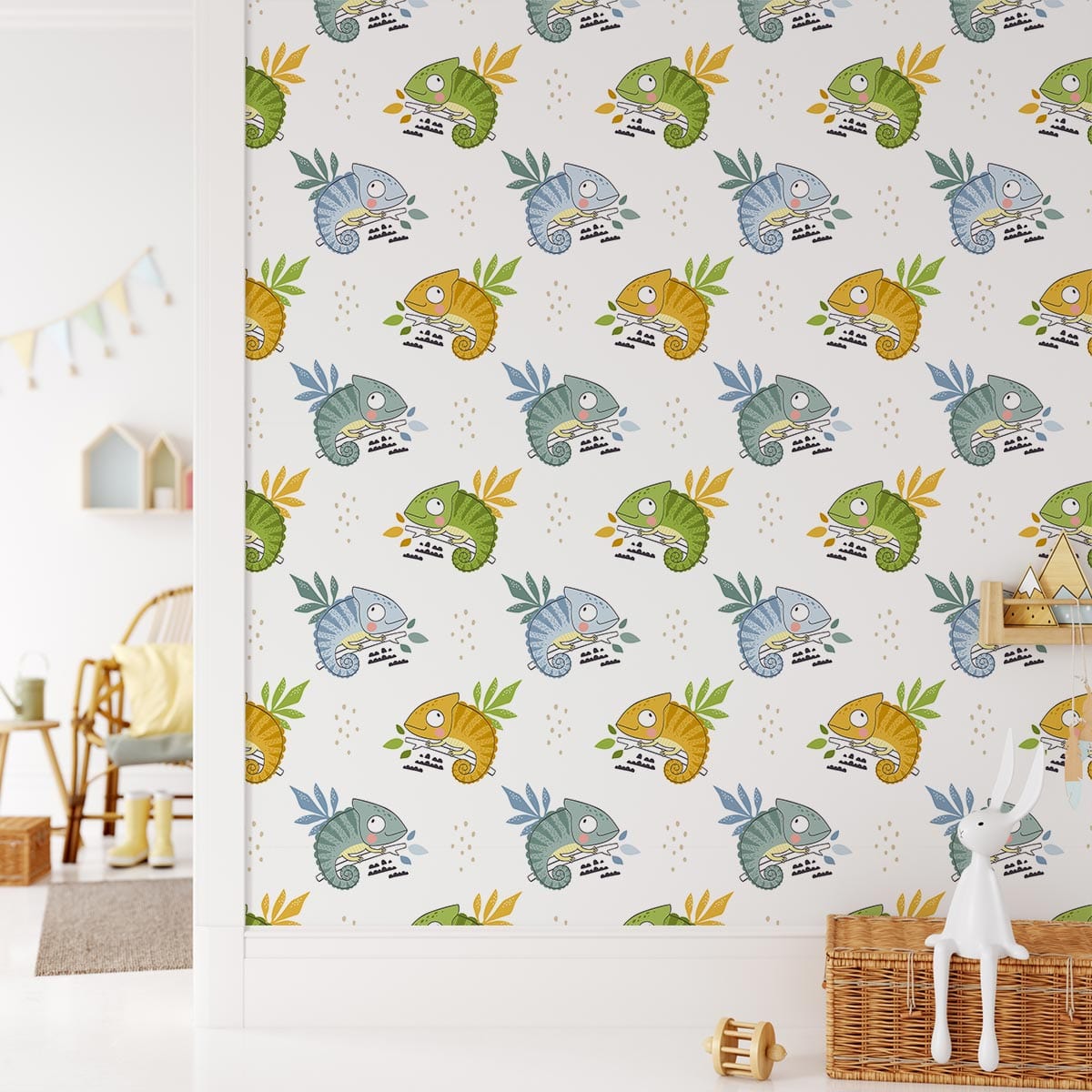 Colorful Lizard Animal Wallpaper For Nursery Interior Decor