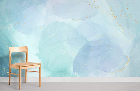 light blue Watercolor effect Wallpaper Mural for Room decor