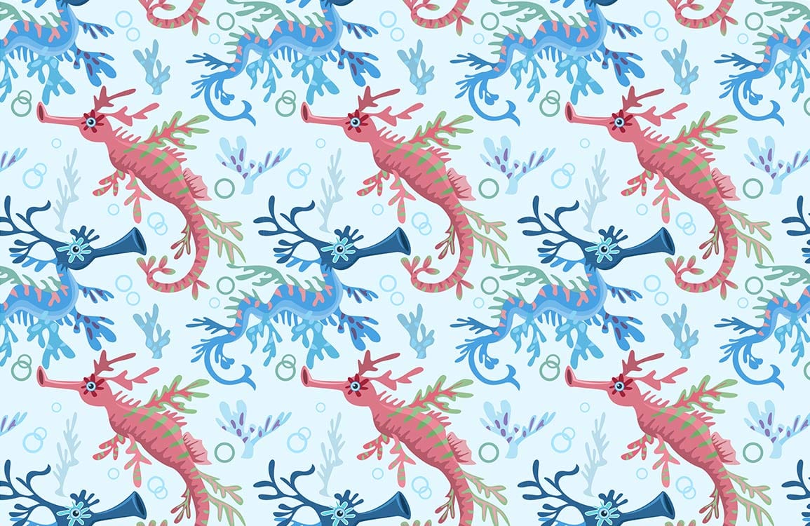 Colorful Underwater Seashorse Wall Mural