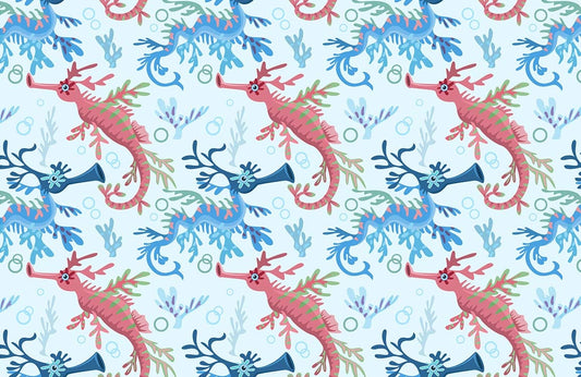 Seahorses Cartoon Animal Wallpaper Custom Art Design