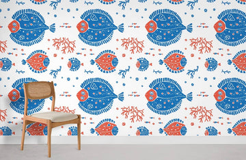 Nautical Ocean Fish Kids Mural Wallpaper