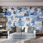 Blue Wall Mural Wallpaper with Special Animal Figures, Suitable for Living Room Decoration