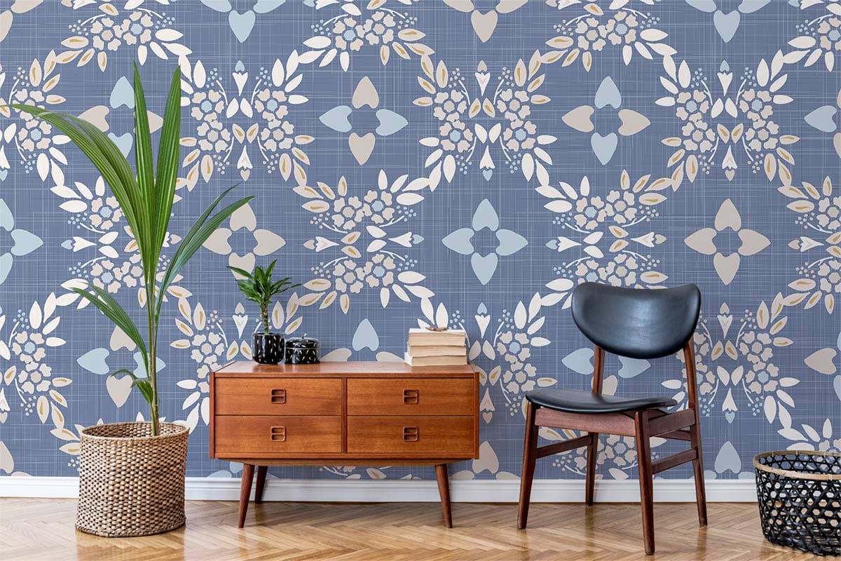 Wreath Flower Pattern Wallpaper Home Interior